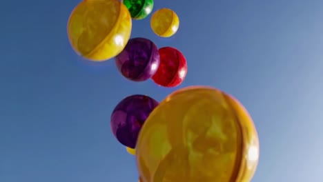 colorful balls flying in the sky