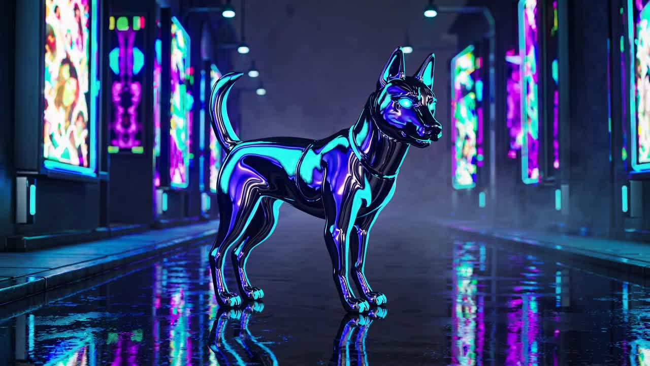 네온 골목의 사이버 크 개