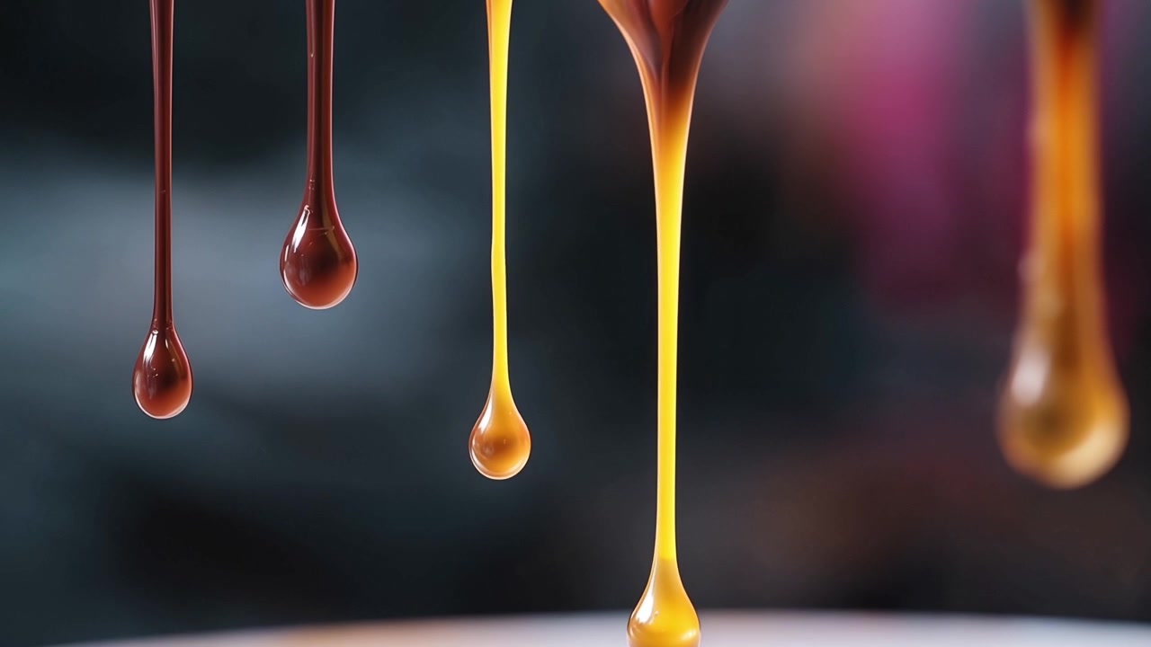 Caramelo e Calda de Chocolate Escorrendo em Câmera Lenta