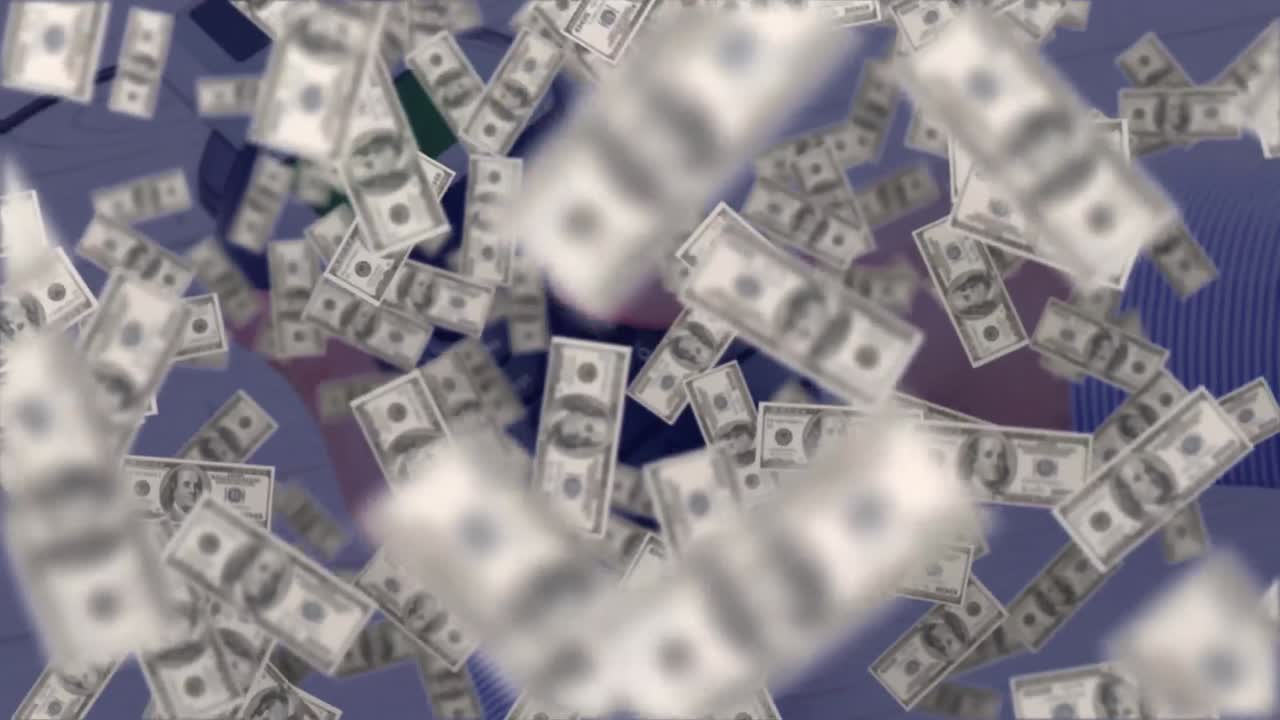 animación de dólares flotantes a través de terminales de pago