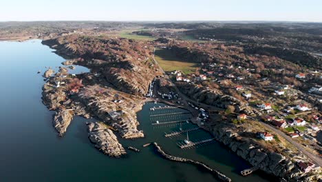 Coastal-Town-of-Gothenburg-on-Sweden's-West-Coast,-Aerial