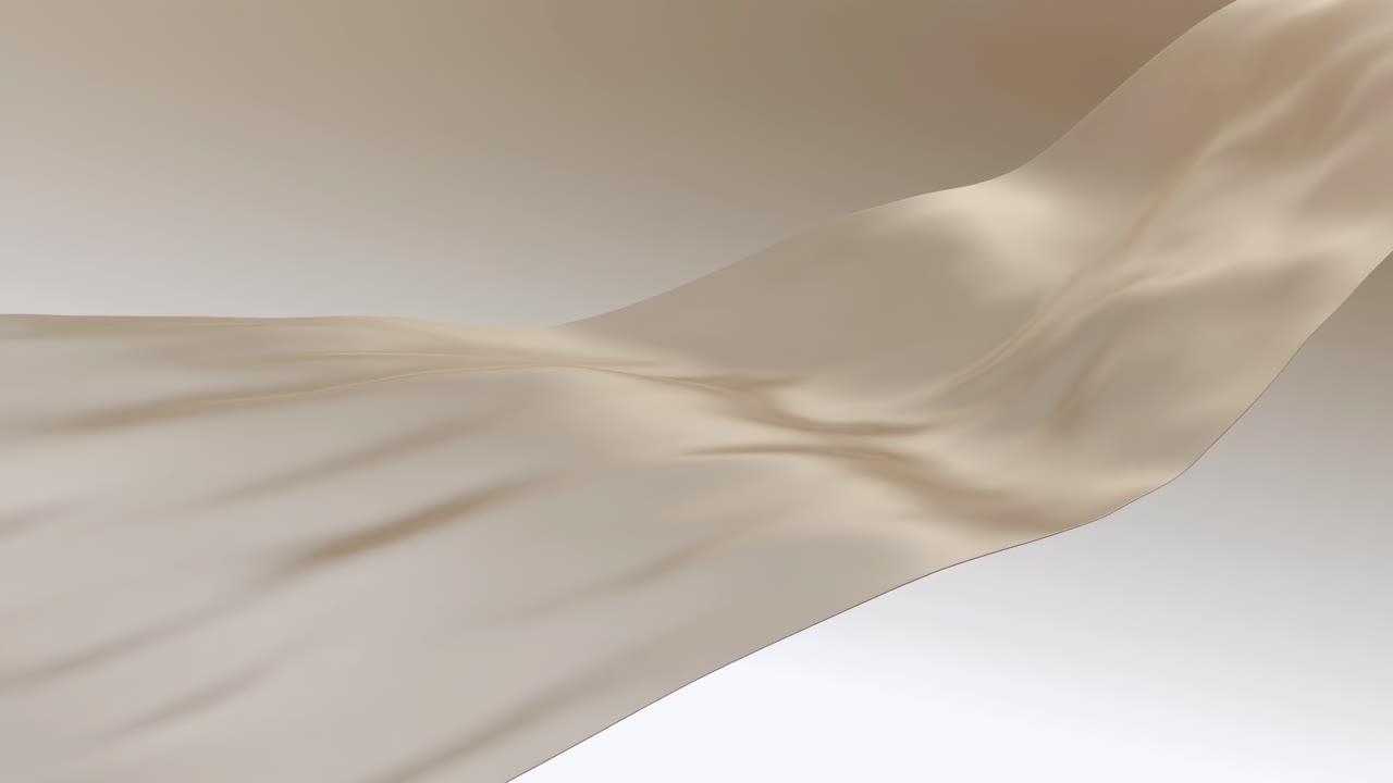 Sfondo astratto in loop con elegante tessuto di seta color crema fluida