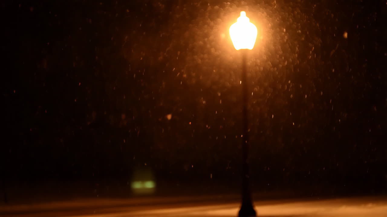 Street Lamp in Snow at Night