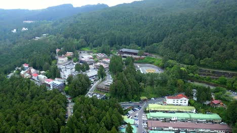 birds eye view over the alishan national scenic mountain area, chiayi county, taiwan.
