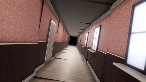 twisted hallway with wallpaper