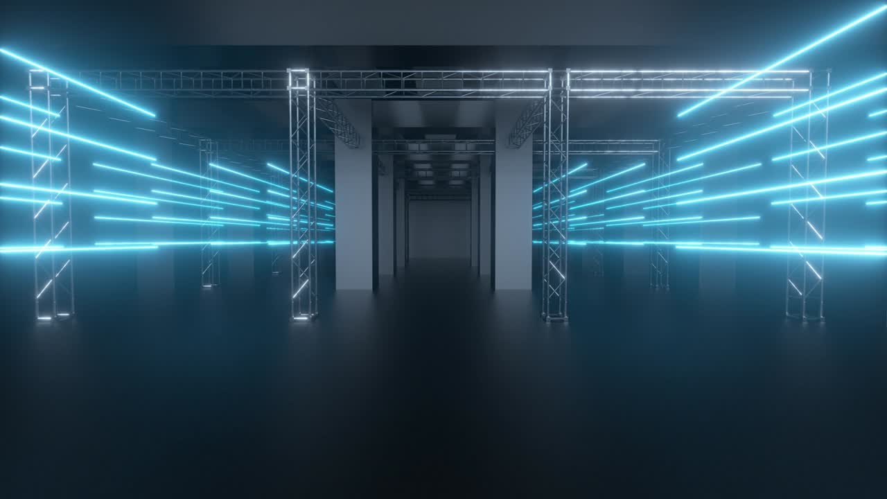 3d 렌더링을 통해 양쪽을 가로질러 빛나는 선으로 된 시멘트 강화.