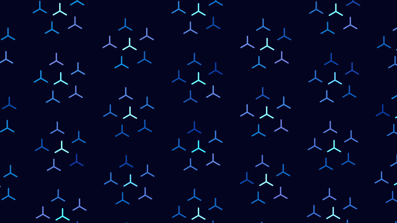 Abstract winter snowflakes pattern in rows on black gradient