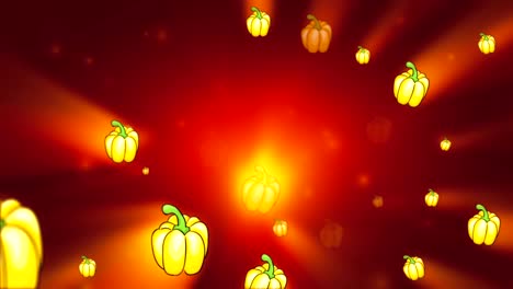 yellow pepper smoothly moving on the orange background. 3d loop animation.