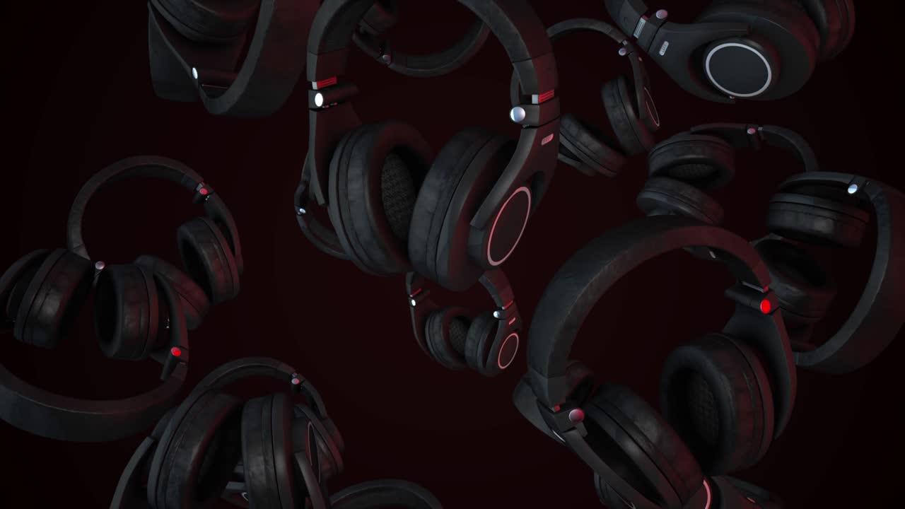 auriculares en un fondo abstracto. vibraciones musicales. estilo de dj. animación de auriculares