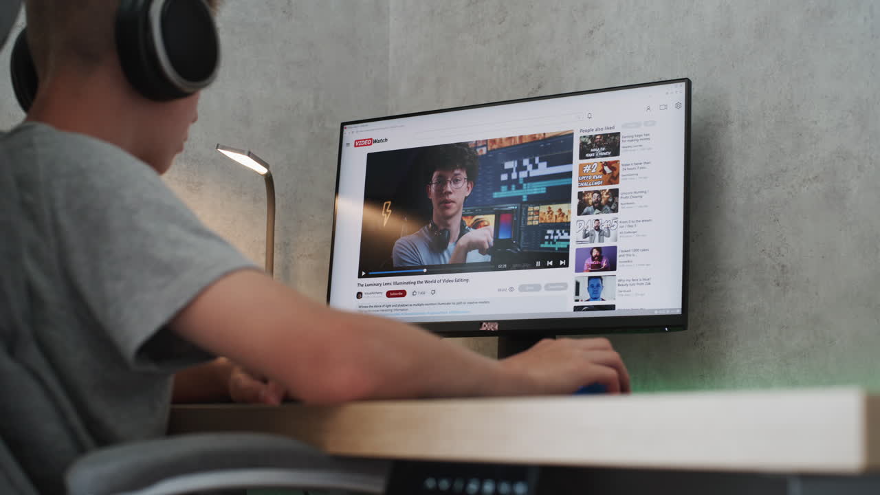 Teenager Watching Video Tutorial on YouTube