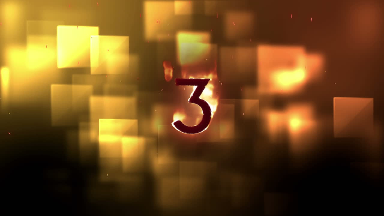 3 in fiamme su sfondo arancione