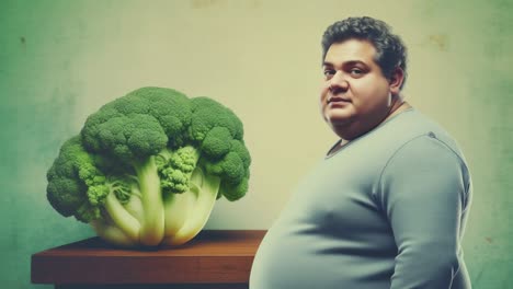 overweight man and broccoli