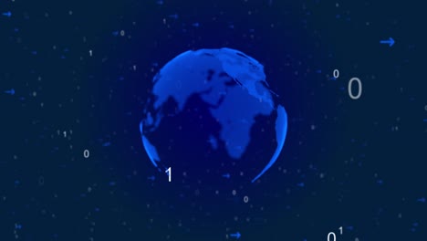 futuristic planet earth hologram cyberspace world map of glowing dots with hud big data circles