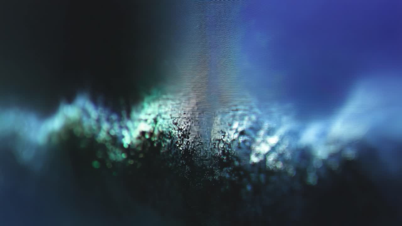 Rappresentazione astratta di onde eteree e colori che si fondono, mostrando un'interazione affascinante di luce e oscurità in una sbalorditiva composizione visiva.
