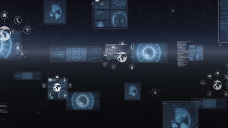 animación de escaneos y procesamiento de datos con globos