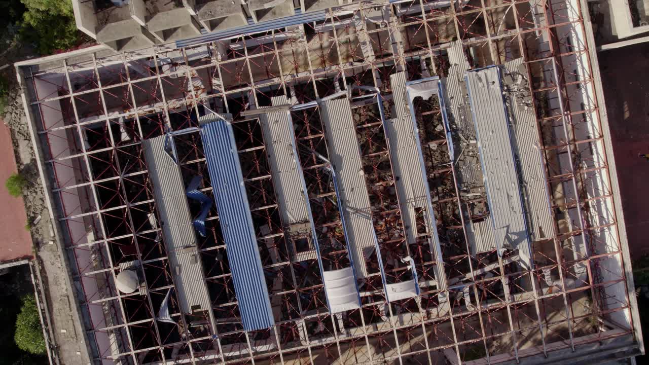 Aerial showcase of a ruined luxury resort, Kupari, Croatia