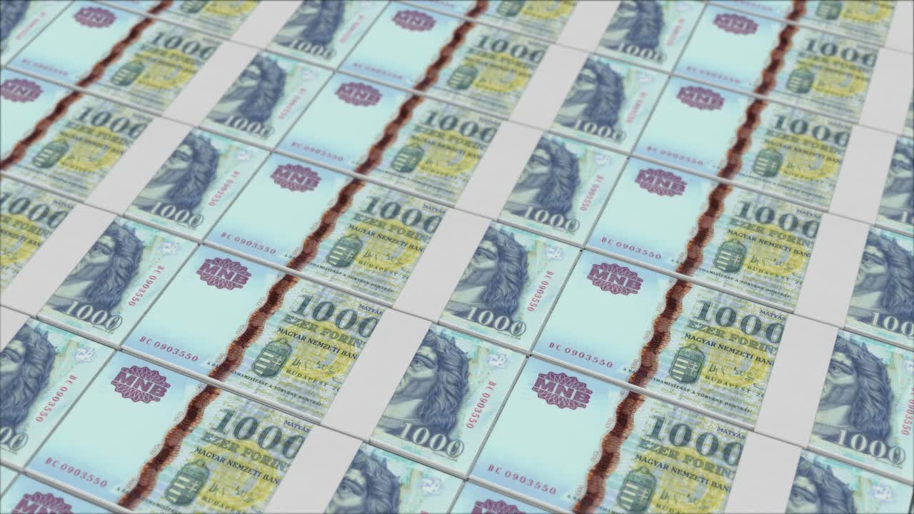 billetes de 1000 forints húngaros impresos por una prensa de dinero