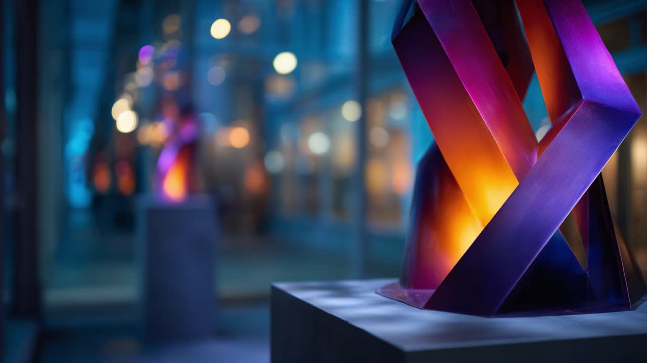 Vibrant Abstract Sculptures Create a Mesmerizing Visual Symphony of Color and Light, Capturing the Essence of Contemporary Art in an Enchanting Setting