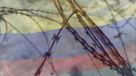 barbed wires against columbia flag