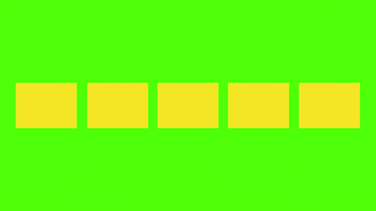 Transición abstracta de rectángulos amarillos y barras sobre pantalla verde