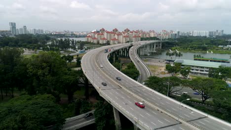 elevated highway bridge over a cityscape in singapore