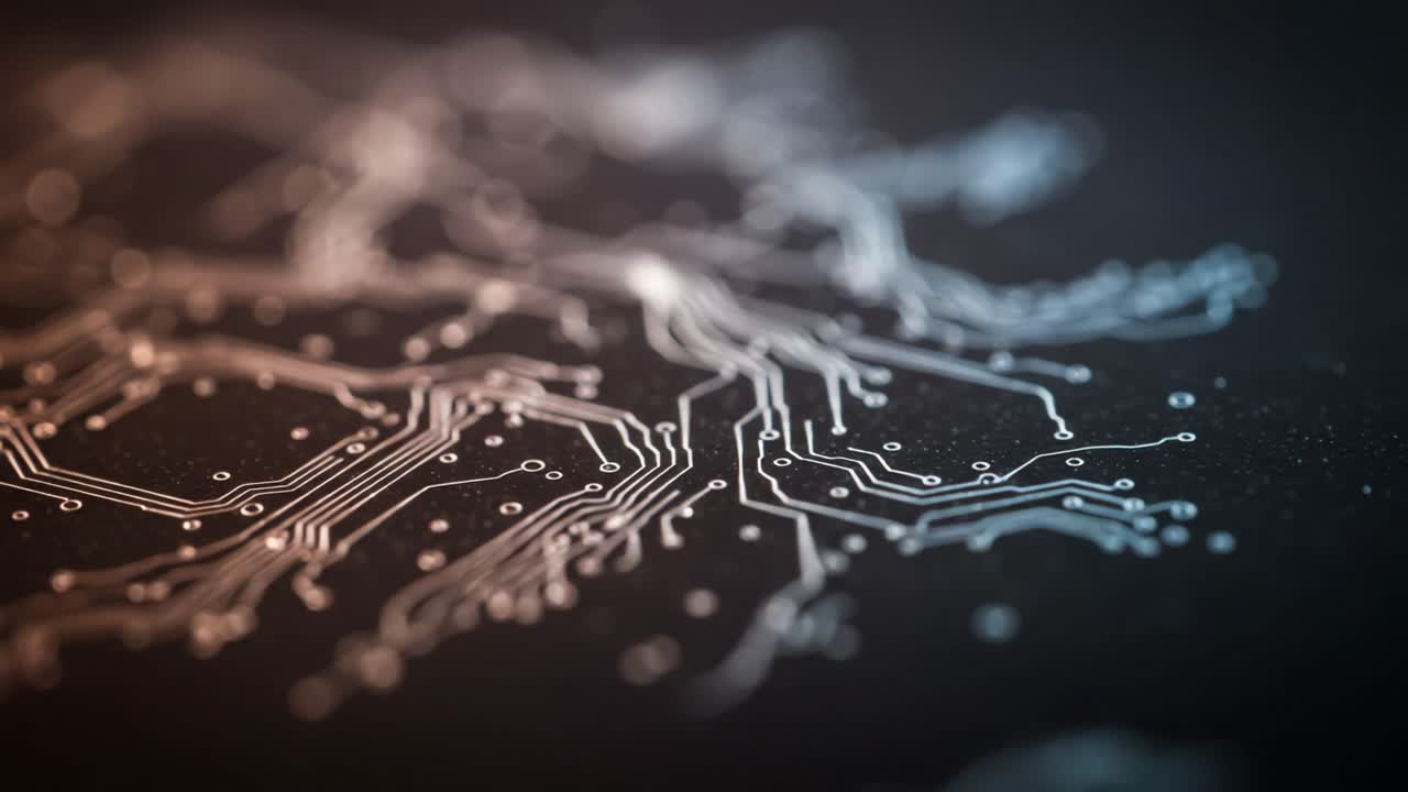 Intricate Close-up of a Circuit Board Design Highlighting the Complex Connectivity and Structure of Modern Electronics in Stunning Detail