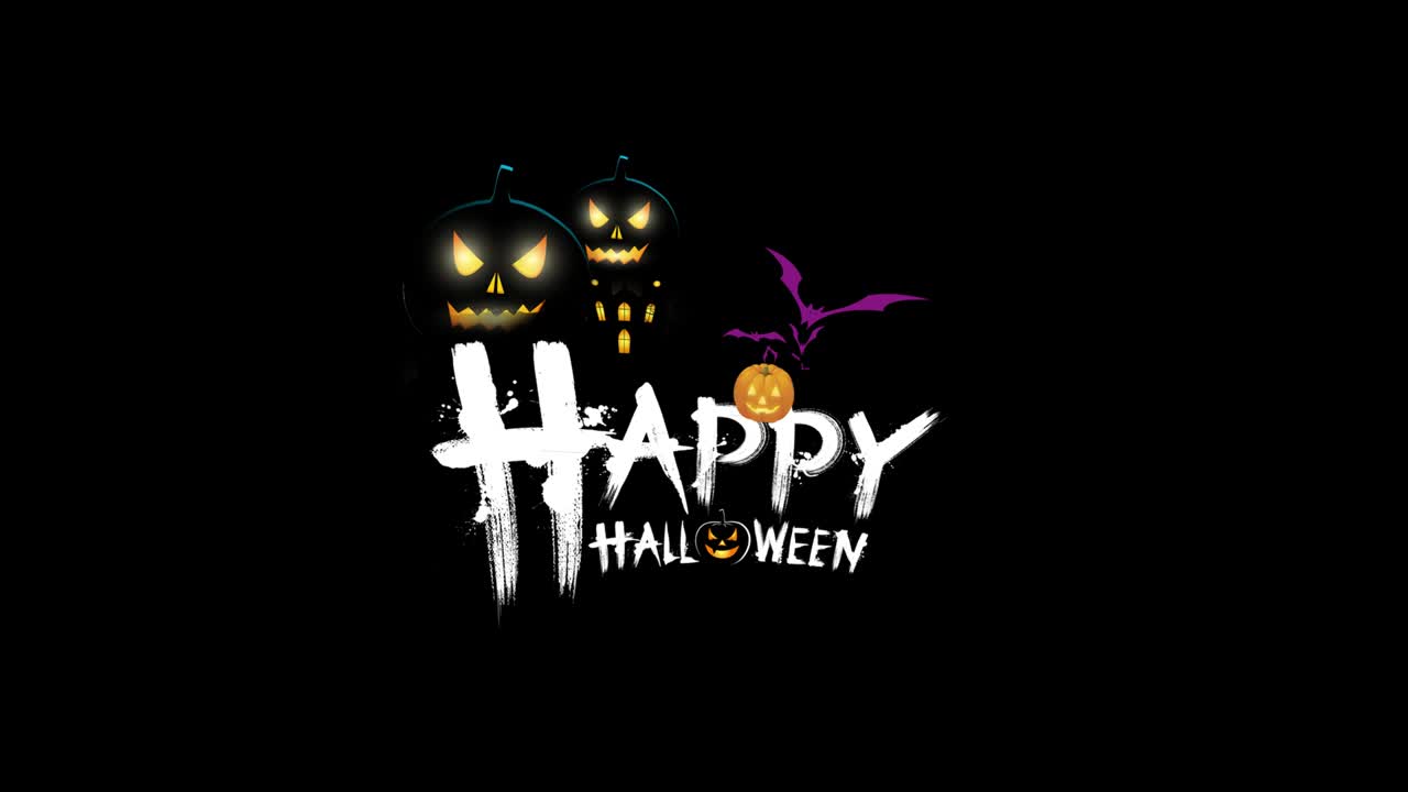 feliz halloween texto de neón parpadeando gráfico de movimiento, 4k, animación en bucle