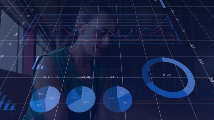athlete crouching and initiating dribble on basketball court, powering sports tech metrics overlay
