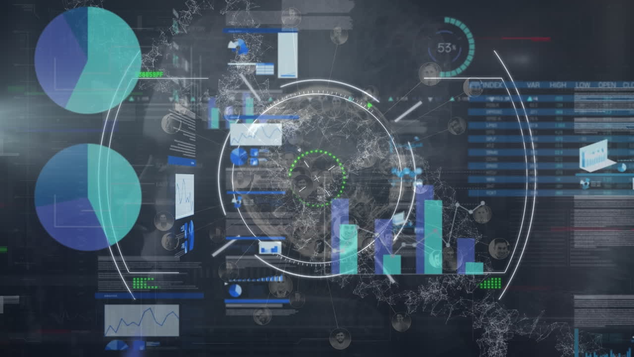 animación del globo a través de la red de conexiones y procesamiento de datos