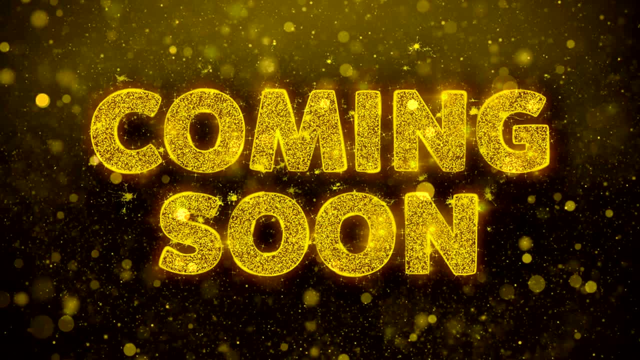 Coming Soon Text on Golden Glitter Shine Particles Animation.