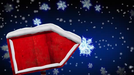 Animation-of-snow-falling-over-mail-box-on-navy-background