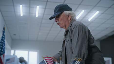 elderly voter at polling place