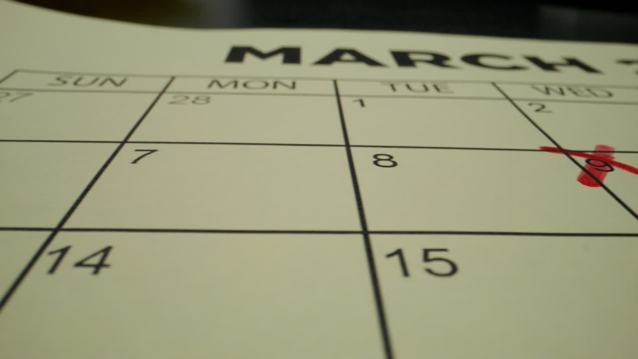 Marked date on calendar, March 2024