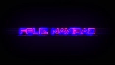 parpadeante feliz navidad señal de neón azul y rosa eléctrico parpadeando y apagándose con parpadeo, reflejo y luces anamórficas en 4k