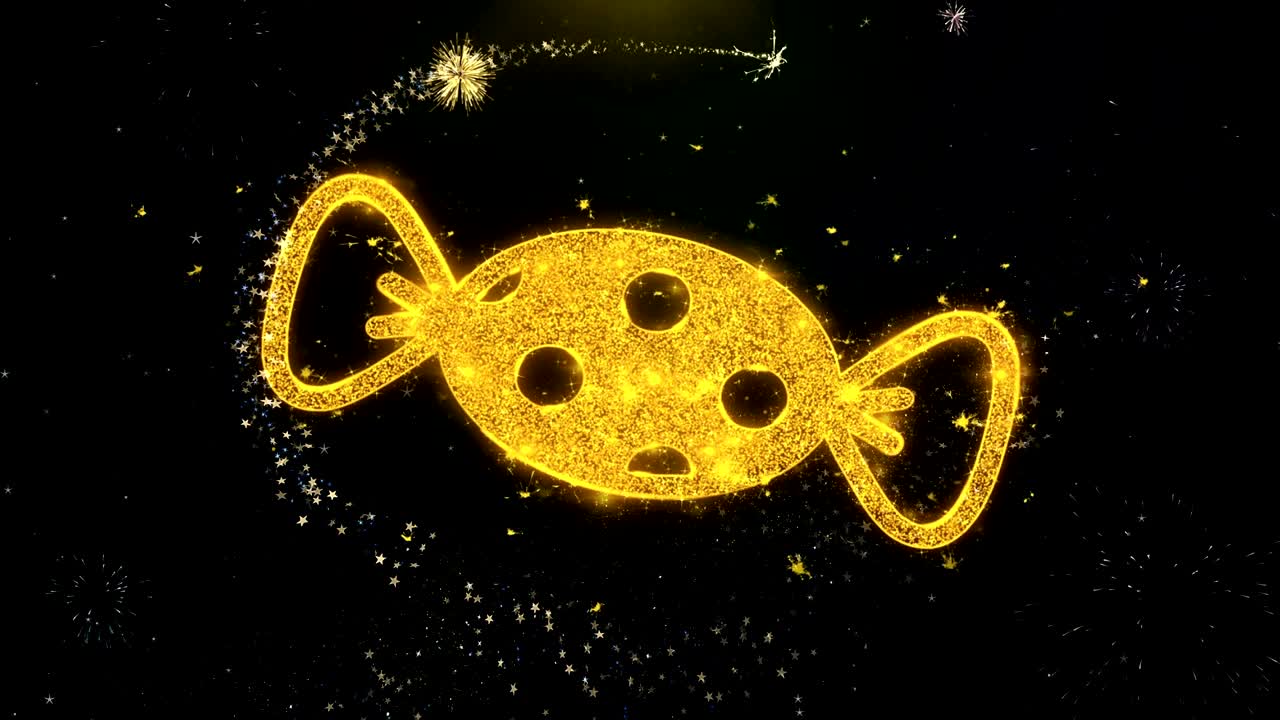 사탕 아이콘은 검은 바탕에 입자를 불꽃으로 만니다.