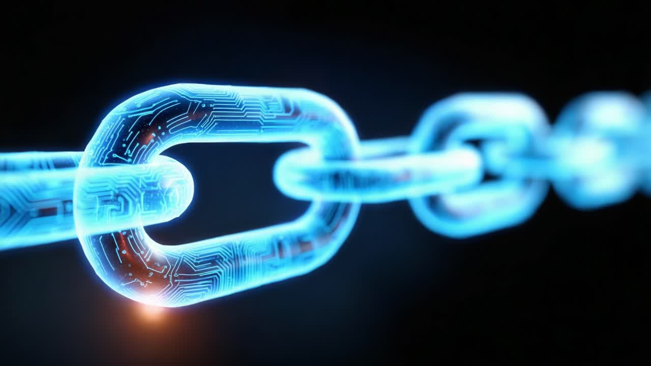 A Digital Representation of an Interconnected Chain Highlighting the Fusion of Technology and Security in Modern Communication and Data Integrity