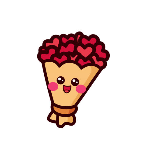 el bonito ramo de corazones kawaii