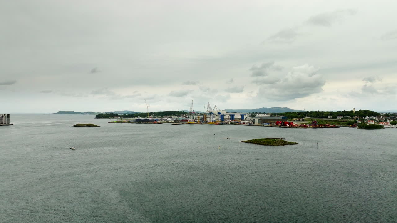 Aerial, Stavanger Waterfront Buildings, Maritime Landmark, Nordic City