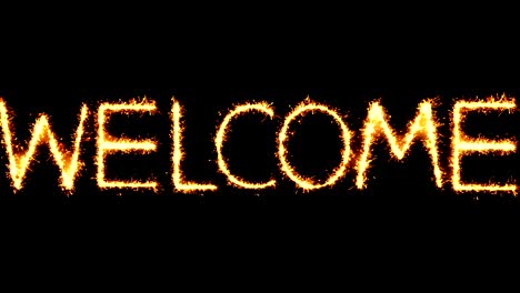 welcome text sparkler glitter sparks firework loop animation