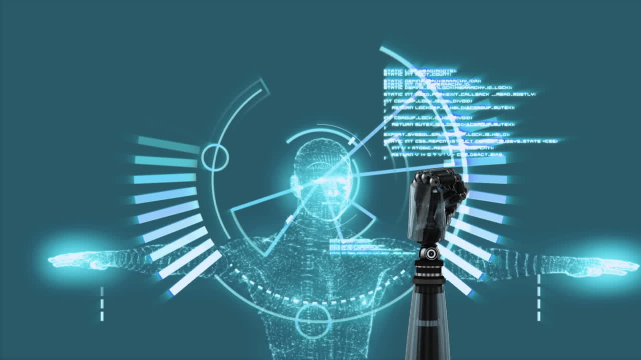 로 ⁇  손과 프로그램 코드가 있는 디지털 신체