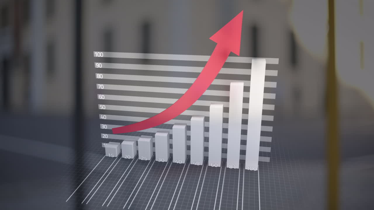 animación del procesamiento de datos estadísticos contra personas que caminan por la calle