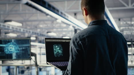 data center engineer adjusts system settings to improve ai rigs processing speed