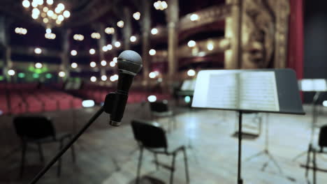 microphone on stage in empty theater