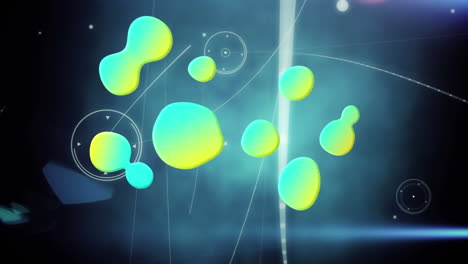 animación de manchas brillantes a través de una red de conexiones con estadísticas