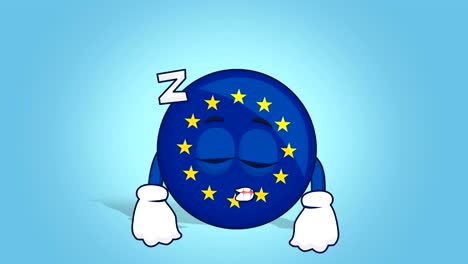 cartoon european union icon flag sleep with face animation