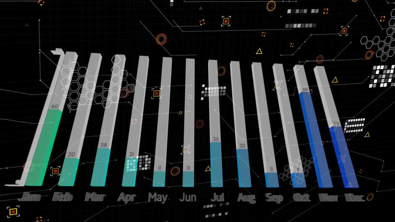 animación del procesamiento de datos a través de una red de conexiones sobre fondo negro