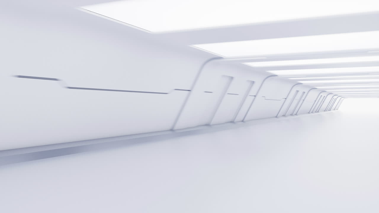 un túnel blanco vacío con estilo futurista, renderización en 3d.