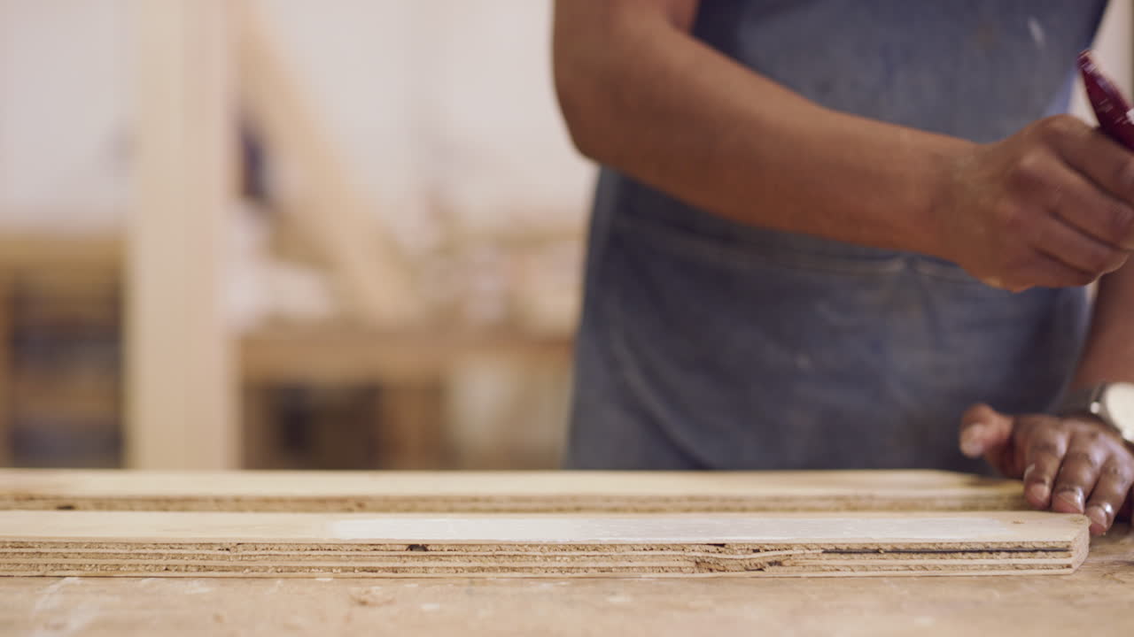un hombre anónimo pintando una pieza en su madera