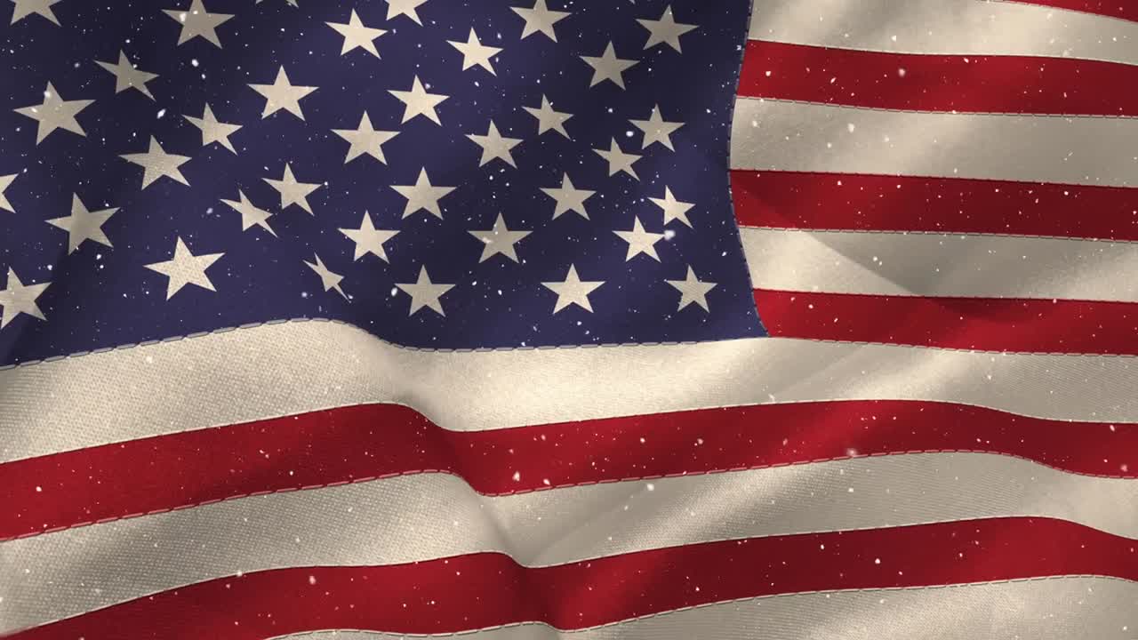 bandera estadounidense y nieve