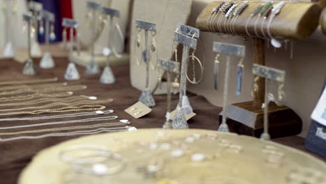 jewelry collection display with necklaces and earrings